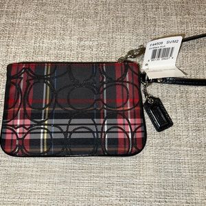 COACH plaid wristlet- NWT